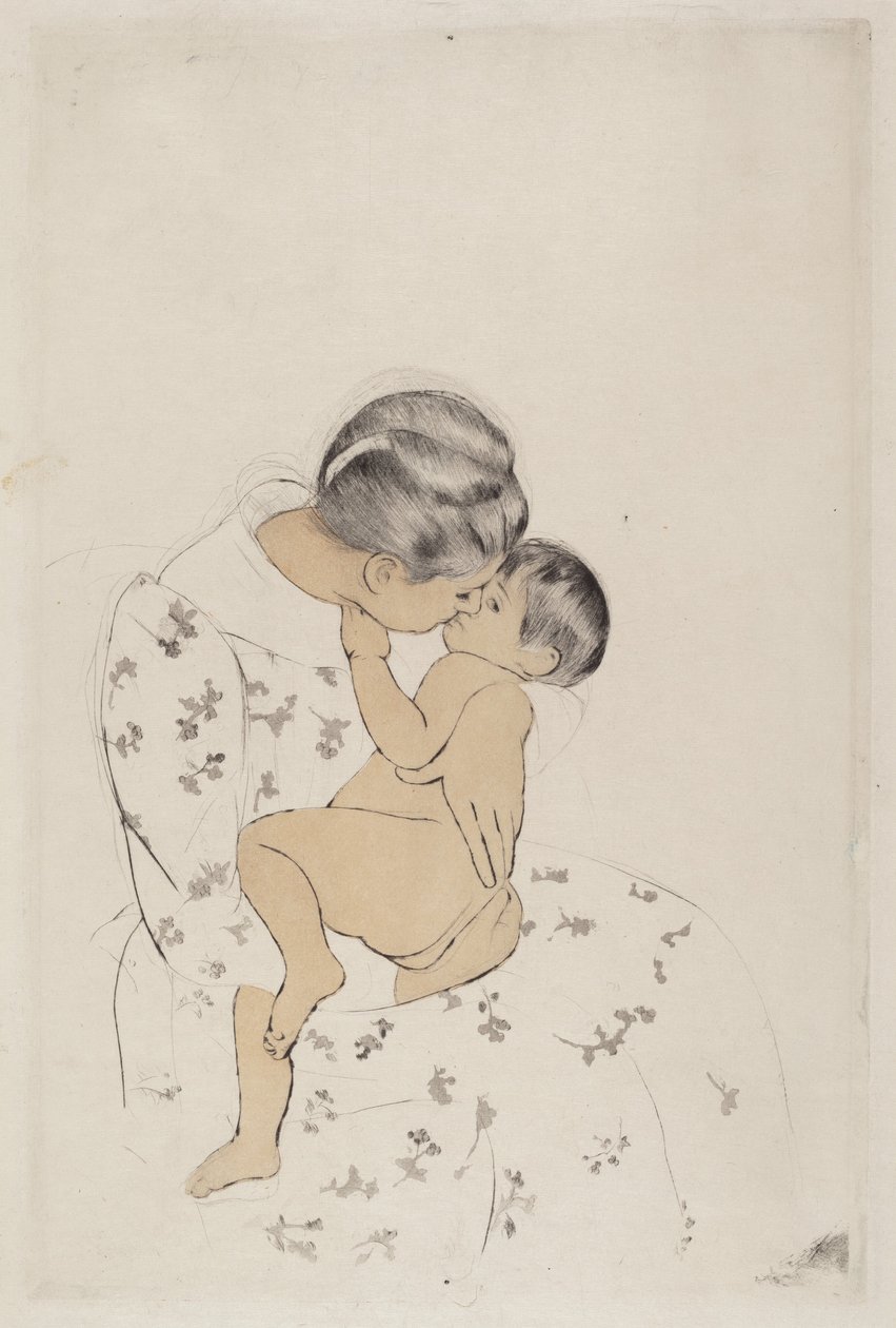 母亲之吻》，1890-1891。 作者 玛丽·卡萨特