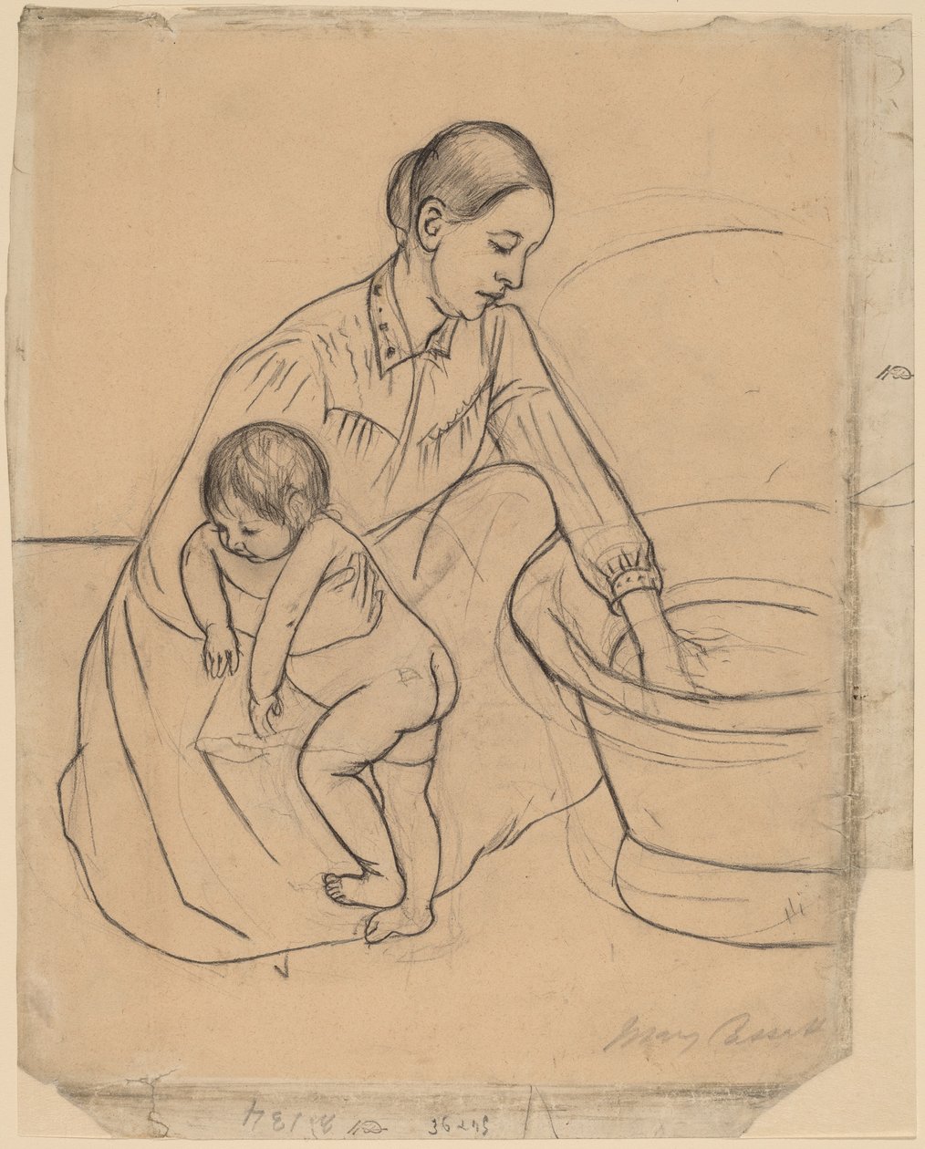 浴场[直页]，1890-1891。 作者 玛丽·卡萨特