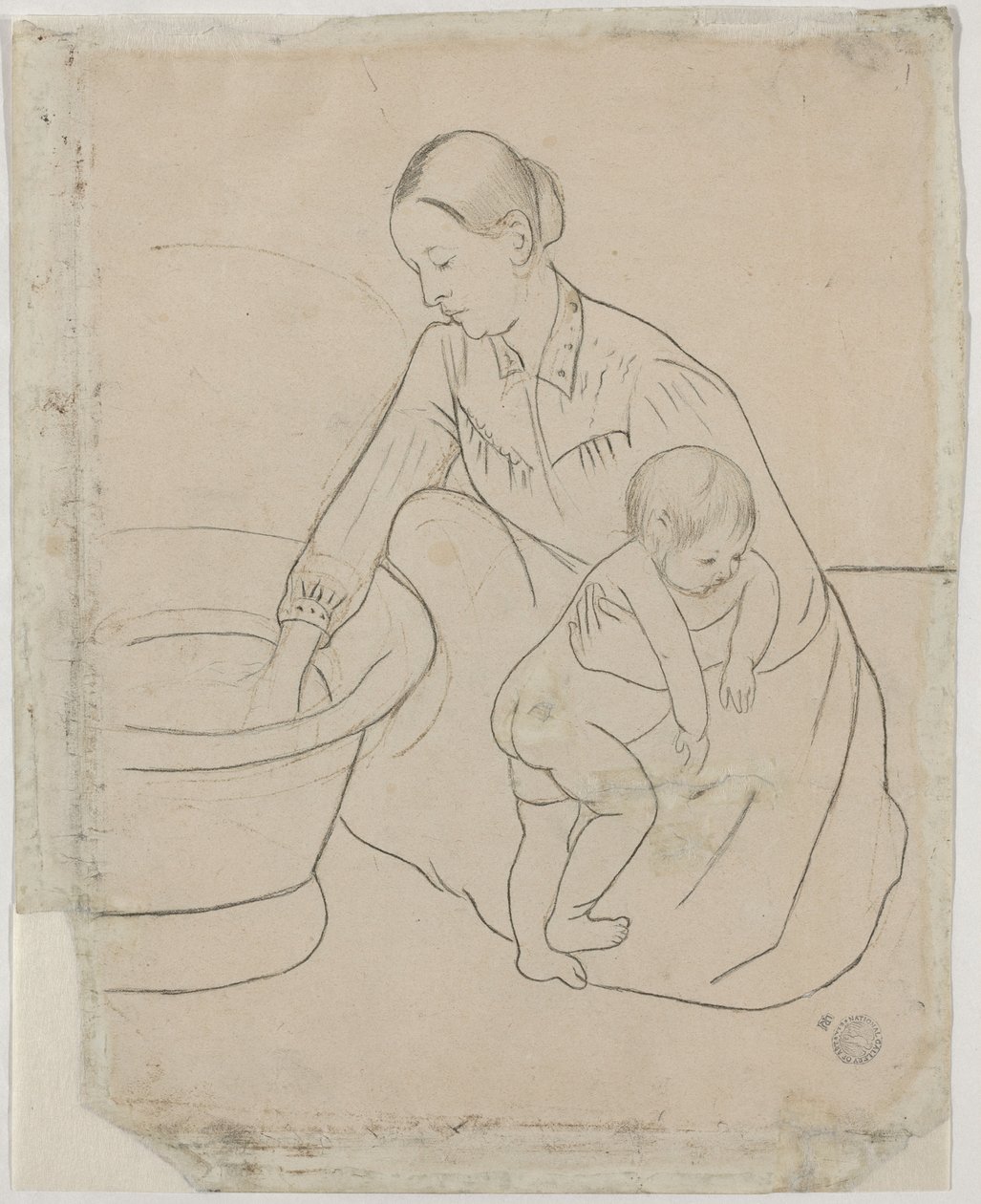 浴场[背面]，1890-1891。 作者 玛丽·卡萨特