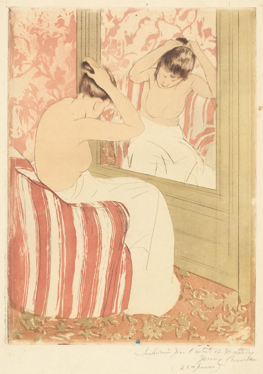 Coiffure, 1890-1891. 作者 玛丽·卡萨特