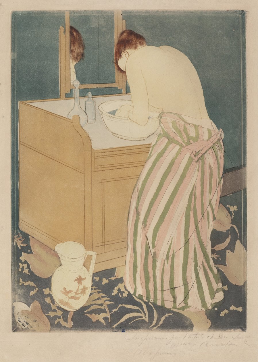 沐浴的女人，1890-1891。 作者 玛丽·卡萨特