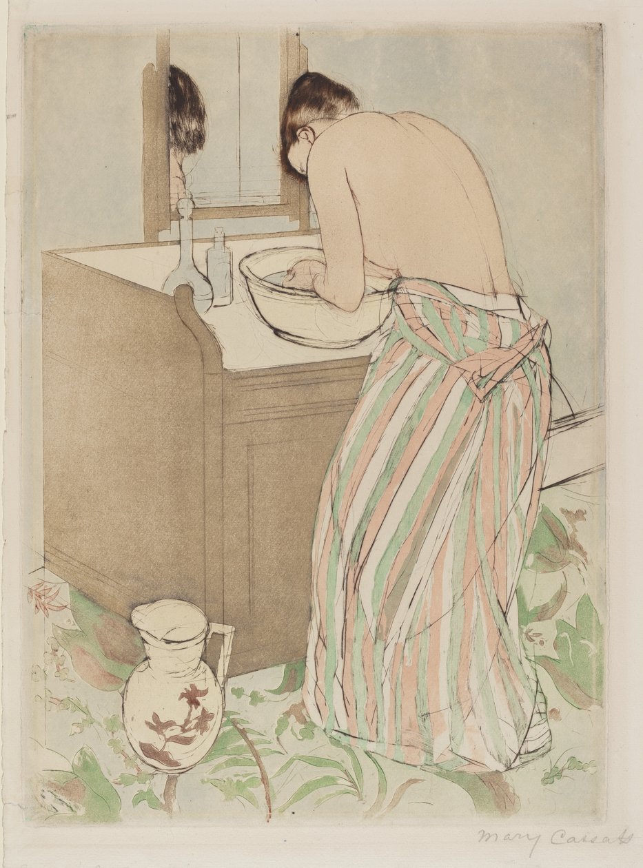 沐浴的女人，1890-1891。 作者 玛丽·卡萨特