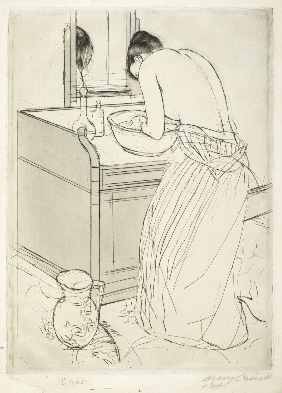 沐浴的女人，1890-1891。 作者 玛丽·卡萨特