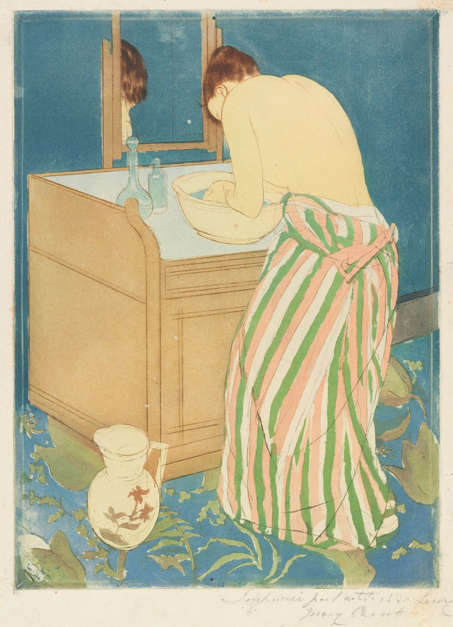 沐浴的女人，1890-1891。 作者 玛丽·卡萨特