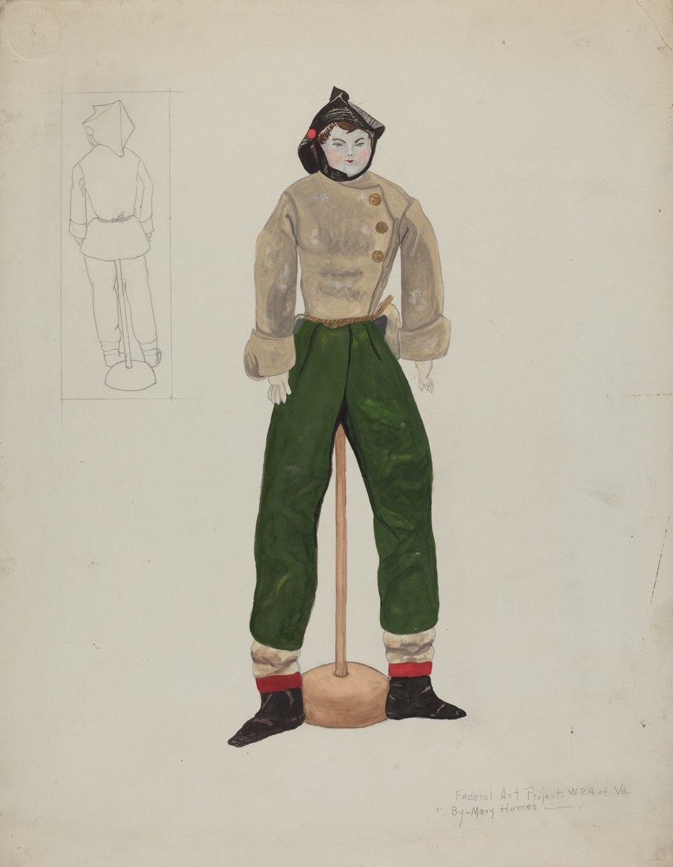 娃娃和服装，约1936年。 作者 玛丽·休姆斯