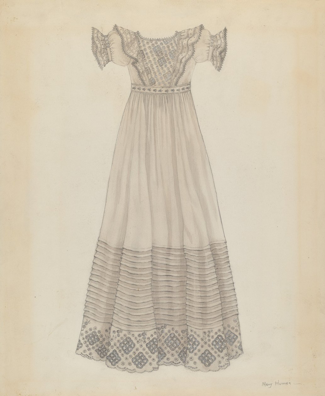 婴儿的衣服，约1936年。 作者 玛丽·休姆斯