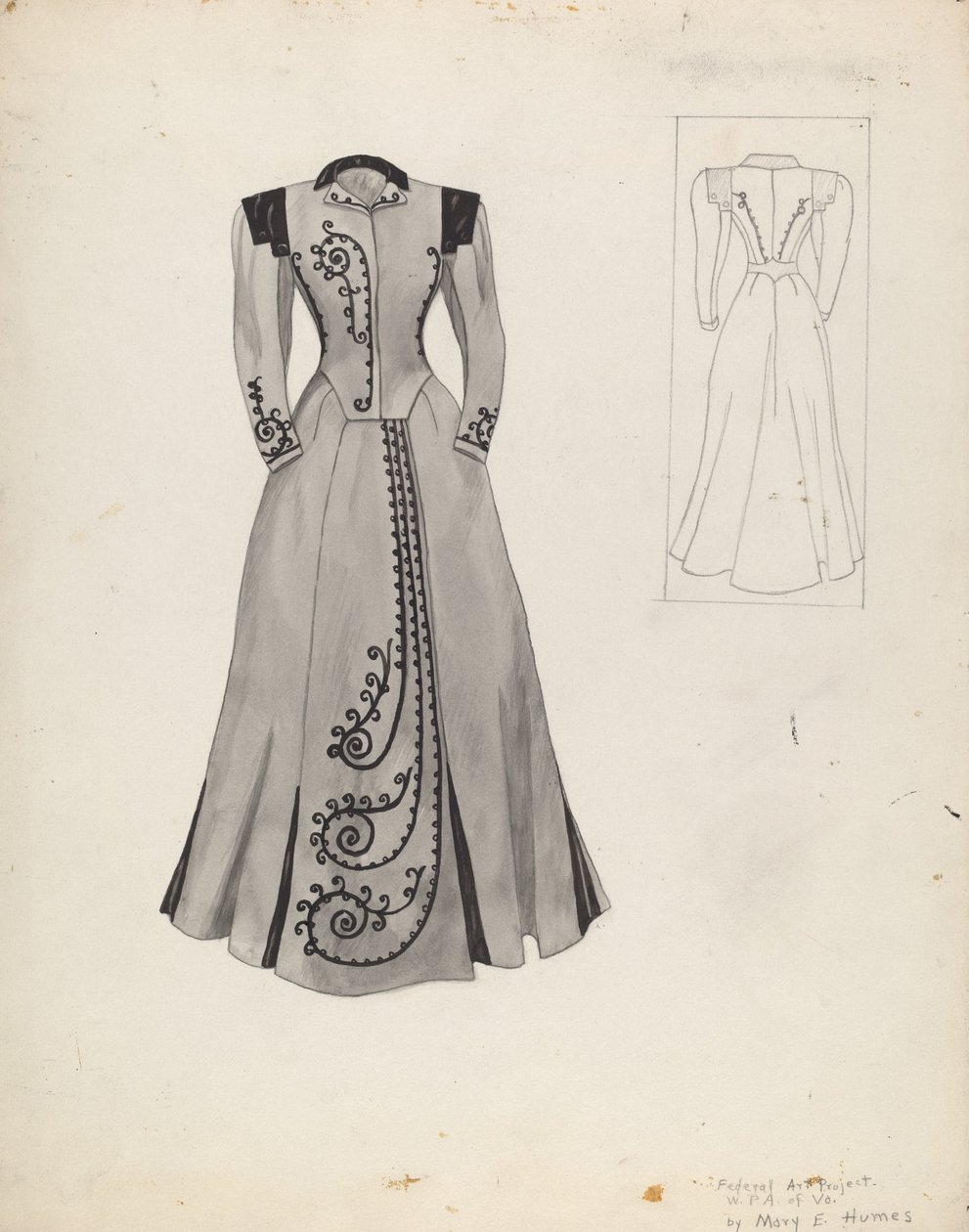 西装服饰，约1937年。 作者 玛丽·休姆斯
