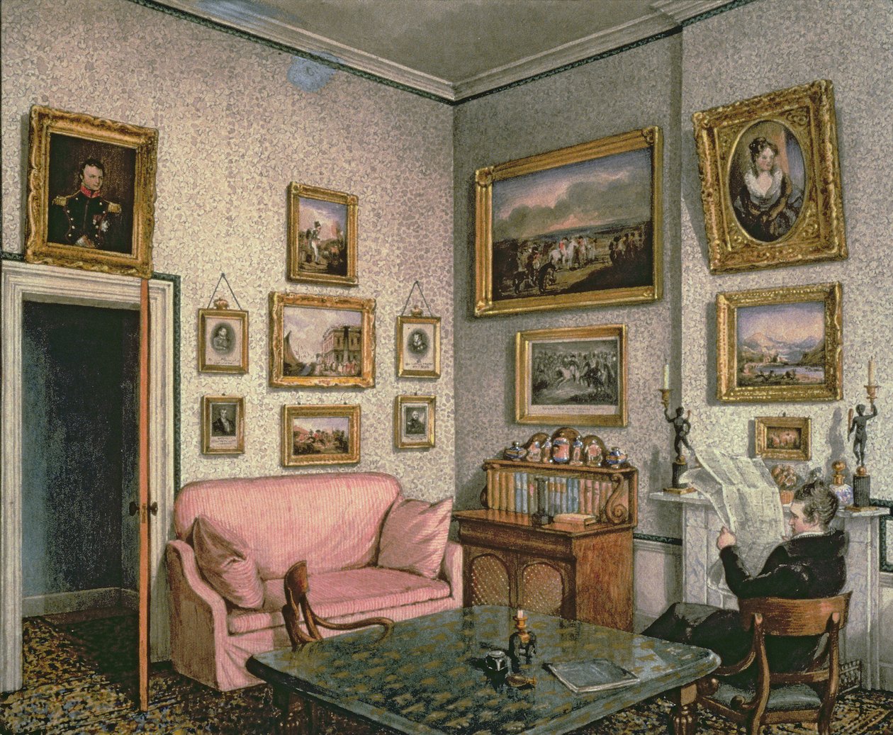 Norcliffe上校在Langton Hall的研究，c.1837 作者 玛丽·艾伦·贝斯特