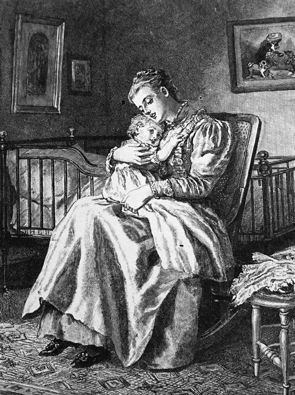 A mother cuddling her child 作者 玛丽·艾伦·爱德华兹