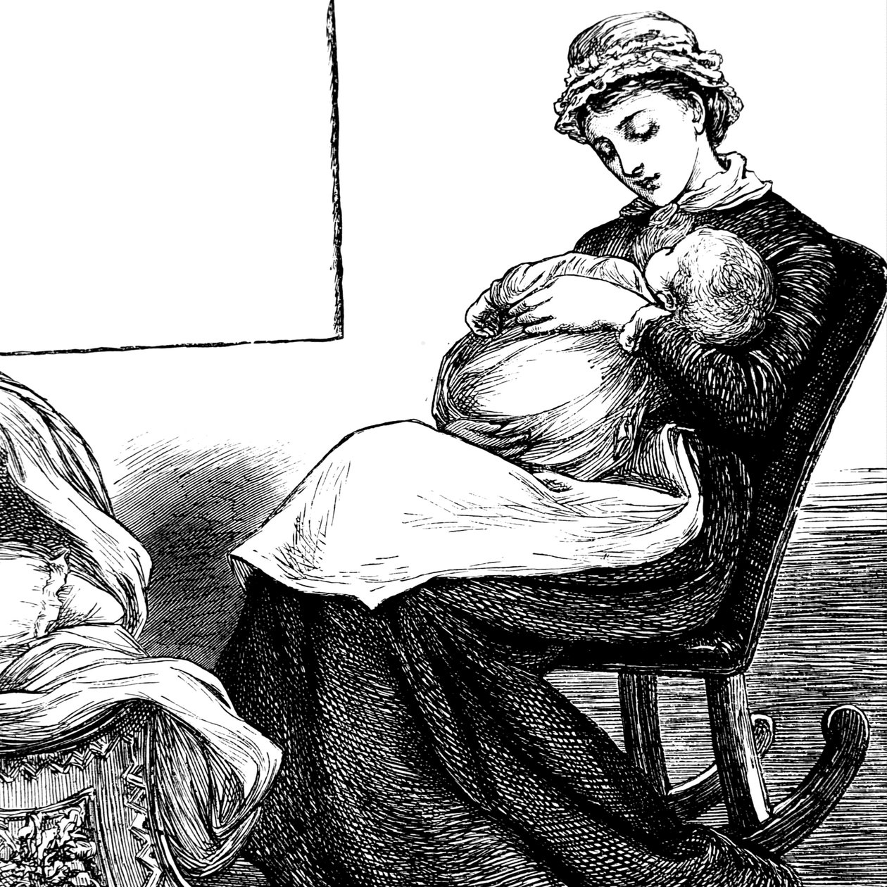 A mother cuddling her child, whilst sat on a rocking chair 作者 玛丽·艾伦·爱德华兹