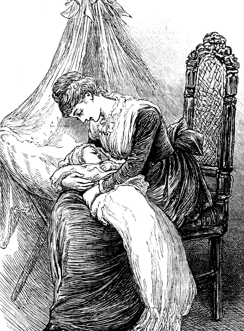 A young mother cuddling her child 作者 玛丽·艾伦·爱德华兹