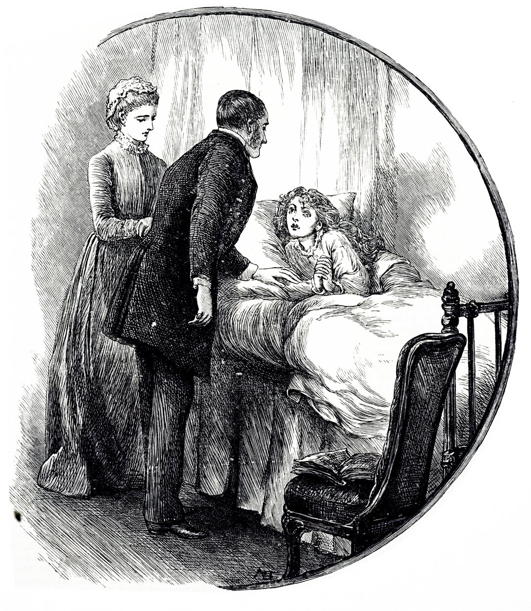 An engraving depicting a doctor visiting his young patient at home. Illustrated by Mary Ellen Edwards (1838-1934) an English artist and prolific illustrator of children