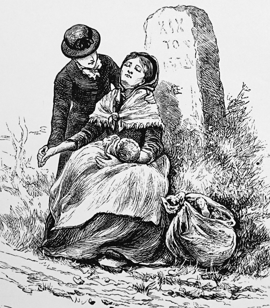 An unmarried mother and baby found exhausted by the roadside 作者 玛丽·艾伦·爱德华兹