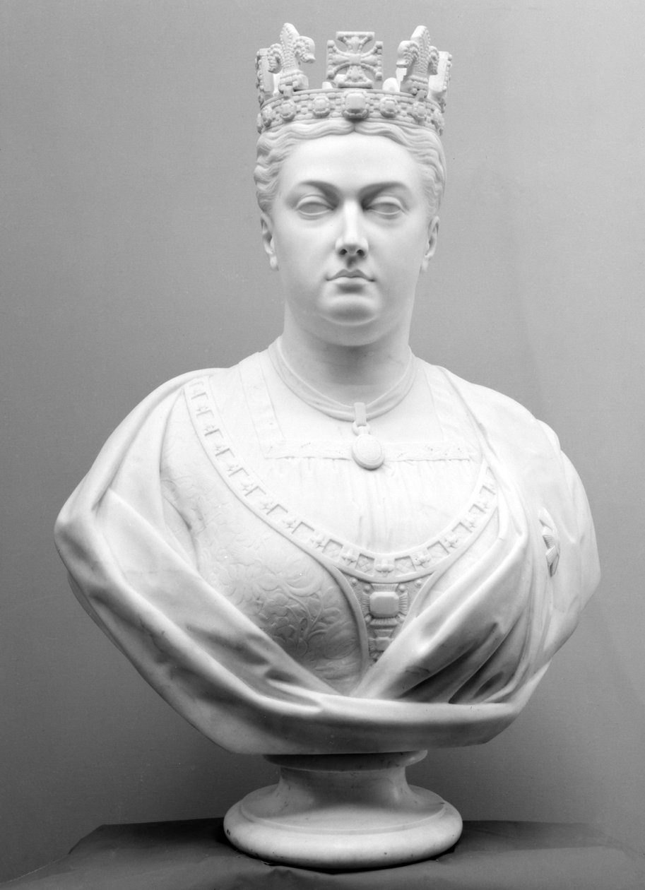 维多利亚女王，约1874年（大理石）。 作者 玛丽·格兰特