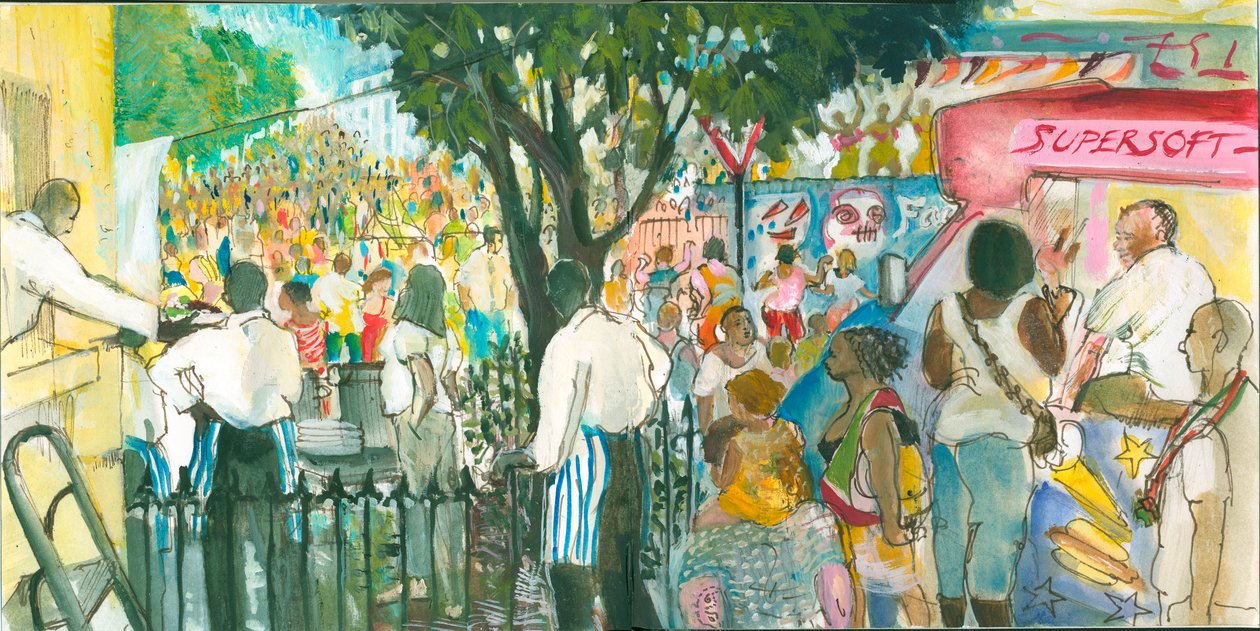 嘉年华，布伦海姆新月，2007 年（钢笔和水彩画） 作者 玛丽·库珀