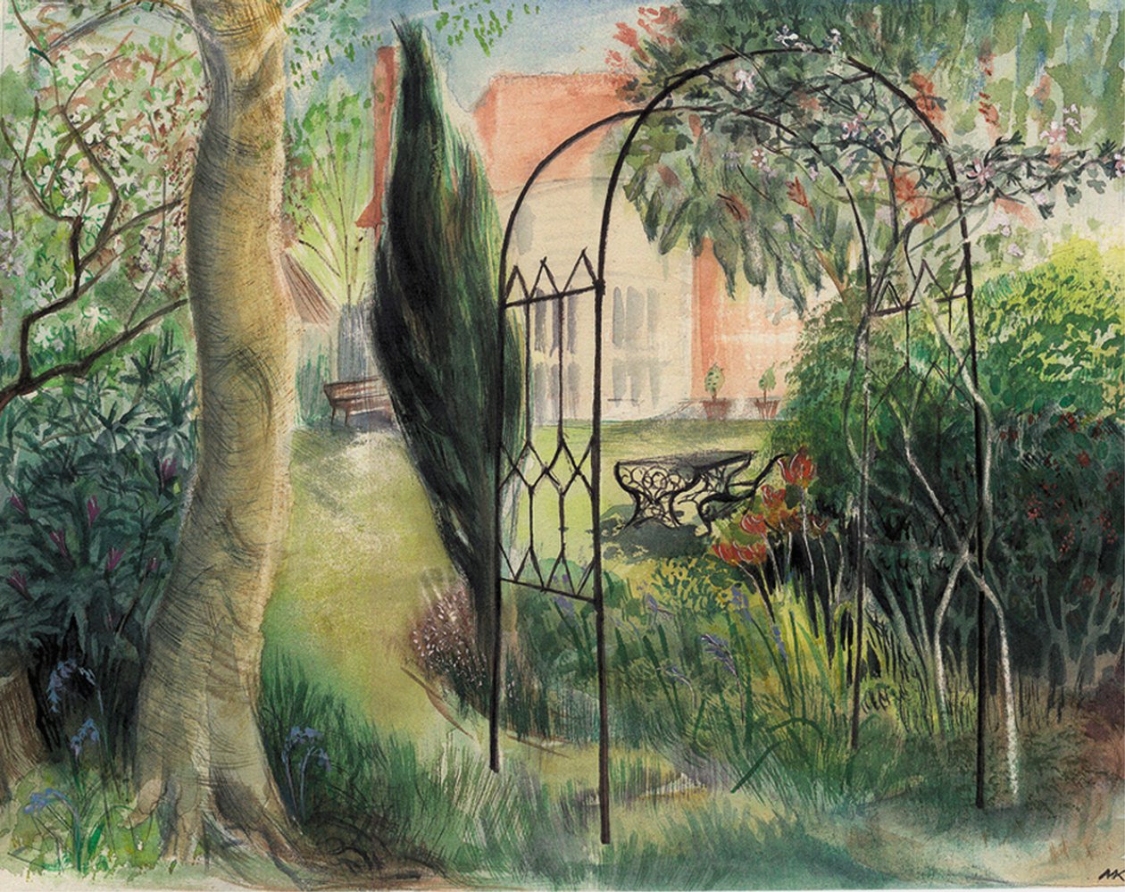 花园，哈罗，2003 年（水彩画） 作者 玛丽·库珀