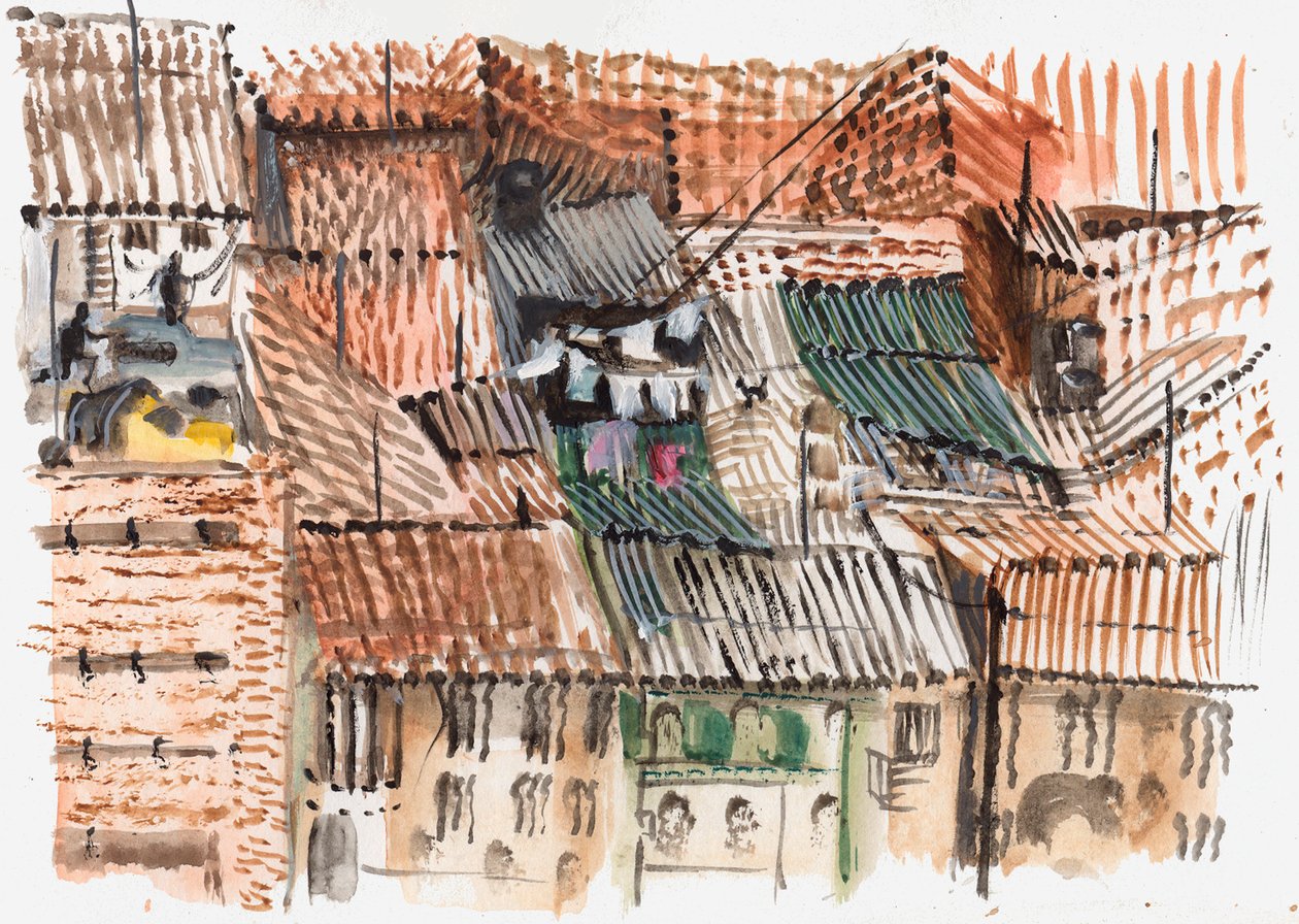 波哥大，屋顶，2008 年（钢笔和水彩画） 作者 玛丽·库珀