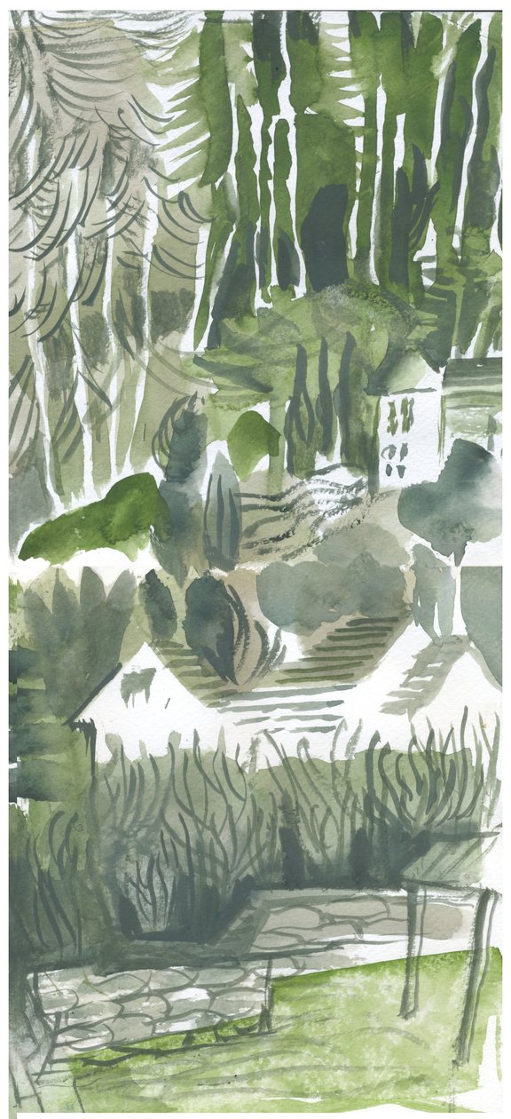 萨默塞特山谷，2019年（水彩）。 作者 玛丽·库珀