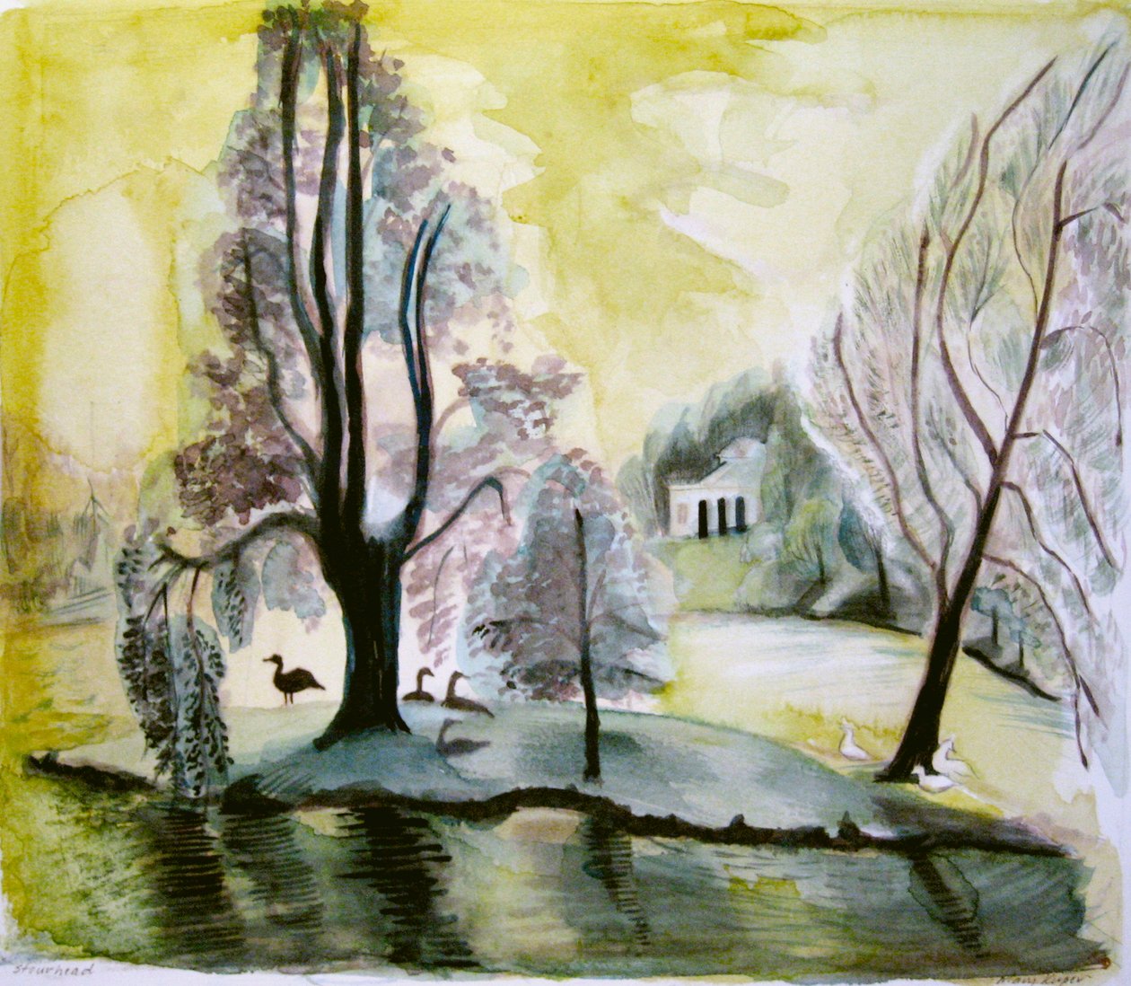 斯托黑德，傍晚的湖面，2006 年（水彩画） 作者 玛丽·库珀