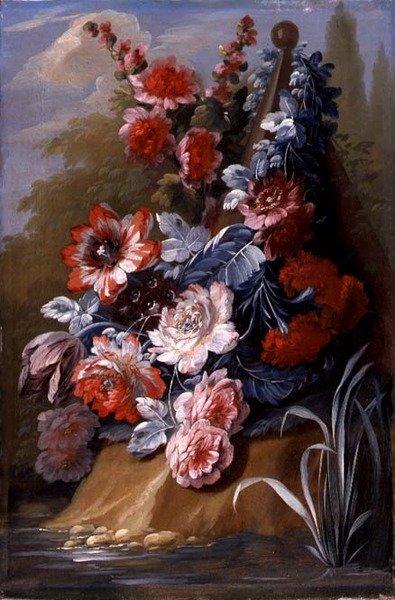 花卉静物（布面油画）（一对121414）。 作者 玛丽·摩瑟
