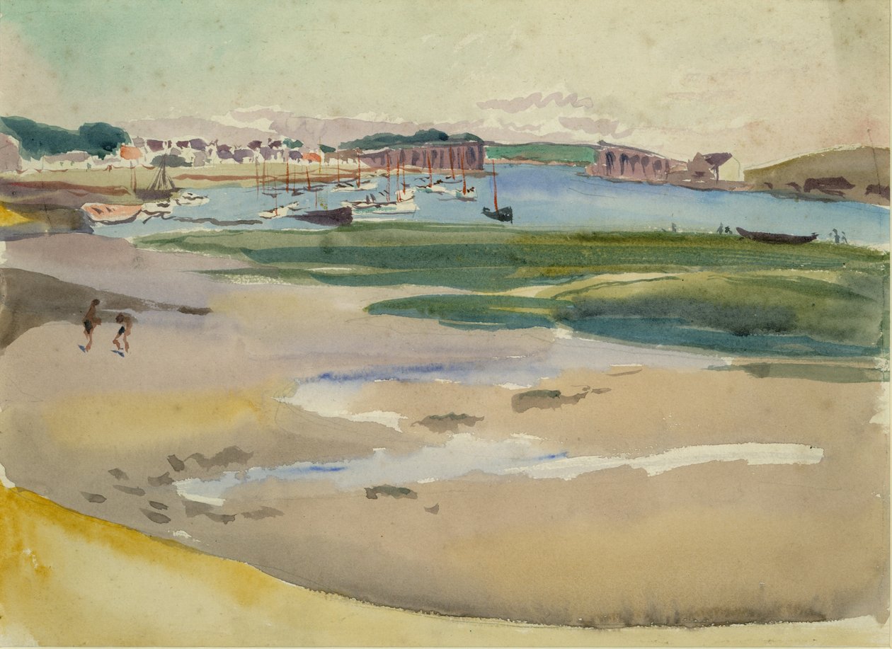 河口，约 1930 年（纸面水彩画） 作者 玛丽·索菲亚·勒德洛