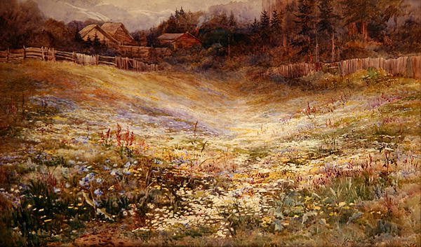 阿尔卑斯山的草地（纸上水彩画） 作者 玛丽·史蒂文斯（Mary Stevens）
