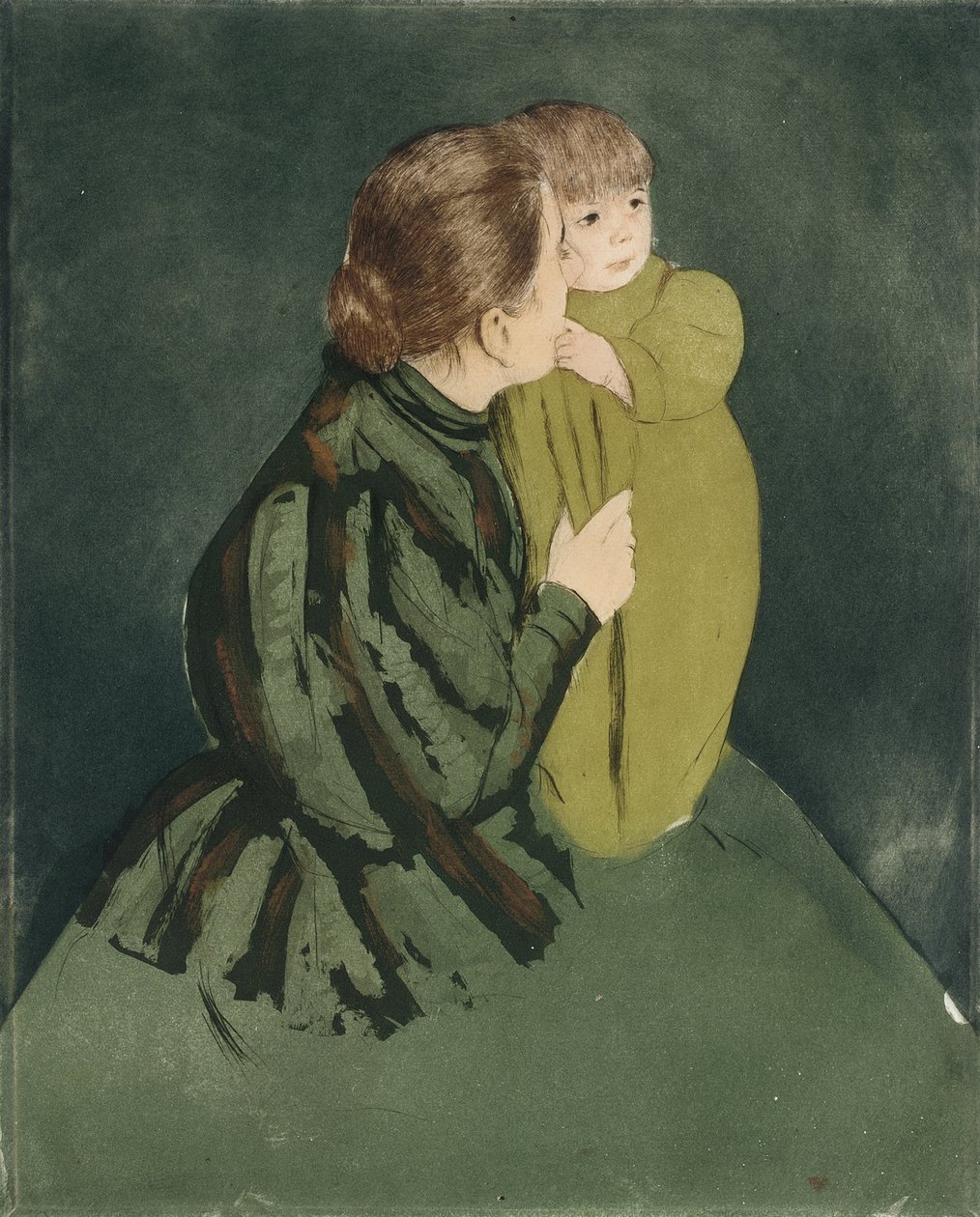 农民母亲和孩子，c.1894（干版和凹版） 作者 玛丽·史蒂文森·卡萨特