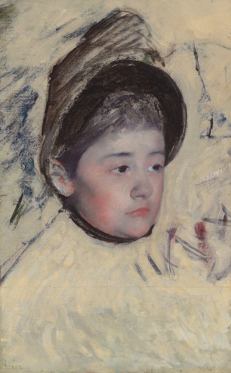 戴女帽的女士，约1889年 作者 玛丽·卡萨特