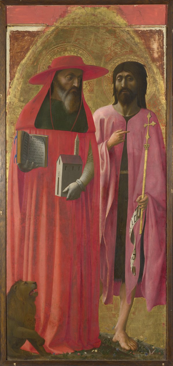 圣徒杰罗姆和施洗约翰，大约1428-1429年 作者 马萨乔·马索利诺（Masaccio Masolino）