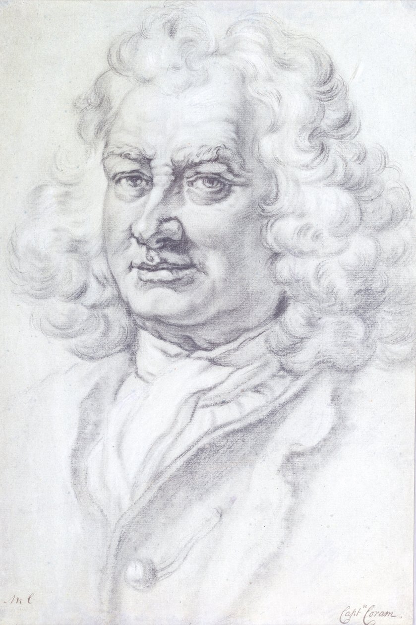 托马斯·科拉姆上尉的肖像（c.1668-1751），1768年（铅笔） 作者 梅森·张伯林