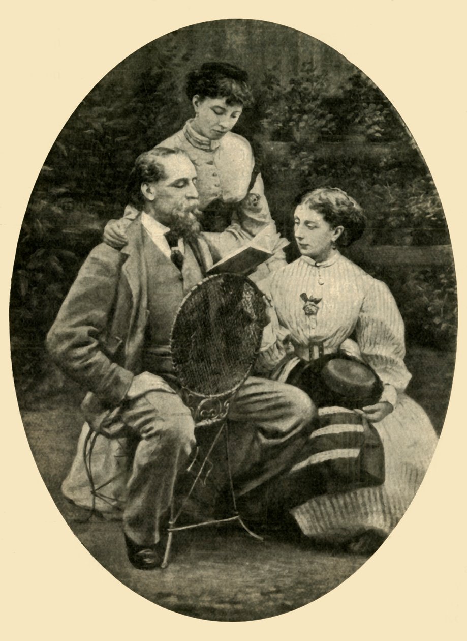 查尔斯-狄更斯为他的女儿们读书，1865年》，1910年 作者 梅森公司