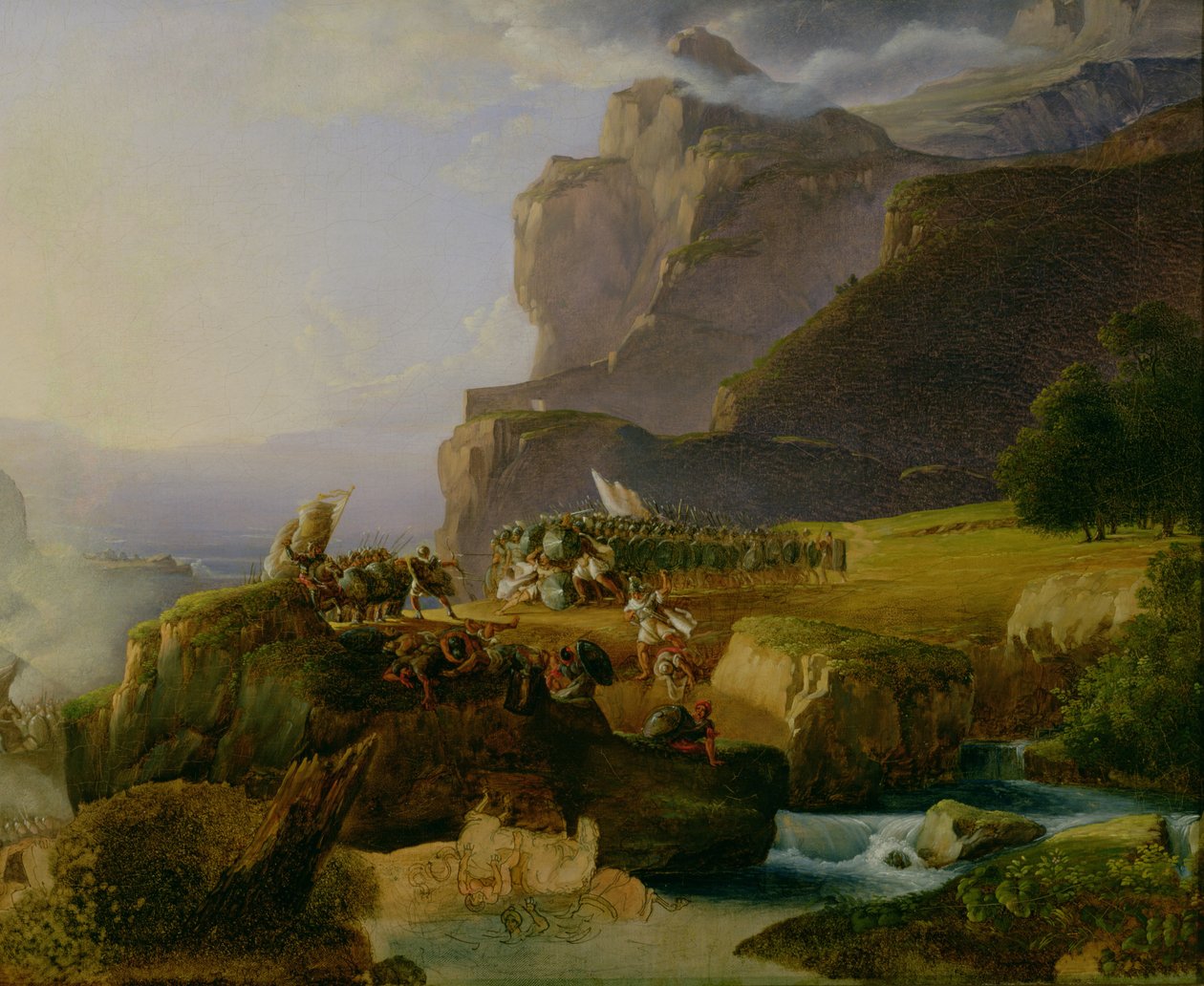 塞莫皮莱战役于公元前480年，1823年 作者 Massimo Taparelli d'Azeglio