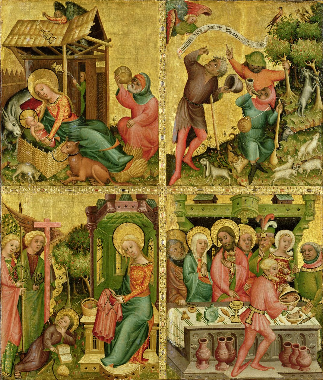 右翼的Buxtehude祭坛，1400-10（面板上的蛋彩画） 作者 明登大师Bertram