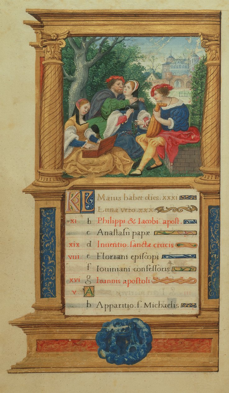 MS W.449 fol.6v May Making Music，c.1525 作者 让·德·毛兰大师