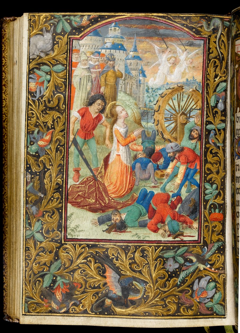 女士268 f.140v圣凯瑟琳的殉道，c.1475（墨水在羊皮纸上） 作者 费兹威廉大师