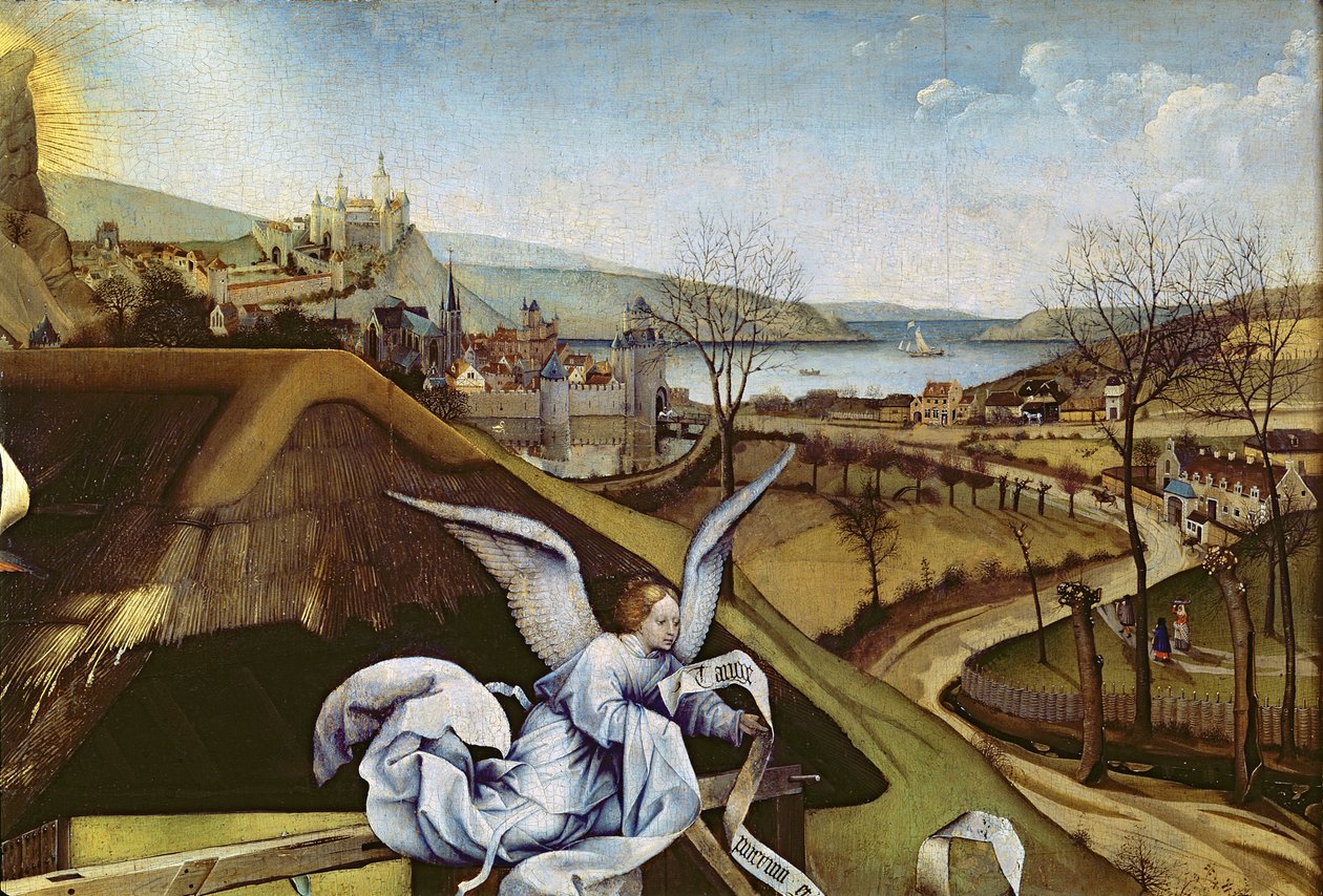 耶稣诞生，景观细节，c.1425（细节128673） 作者 弗莱玛勒大师