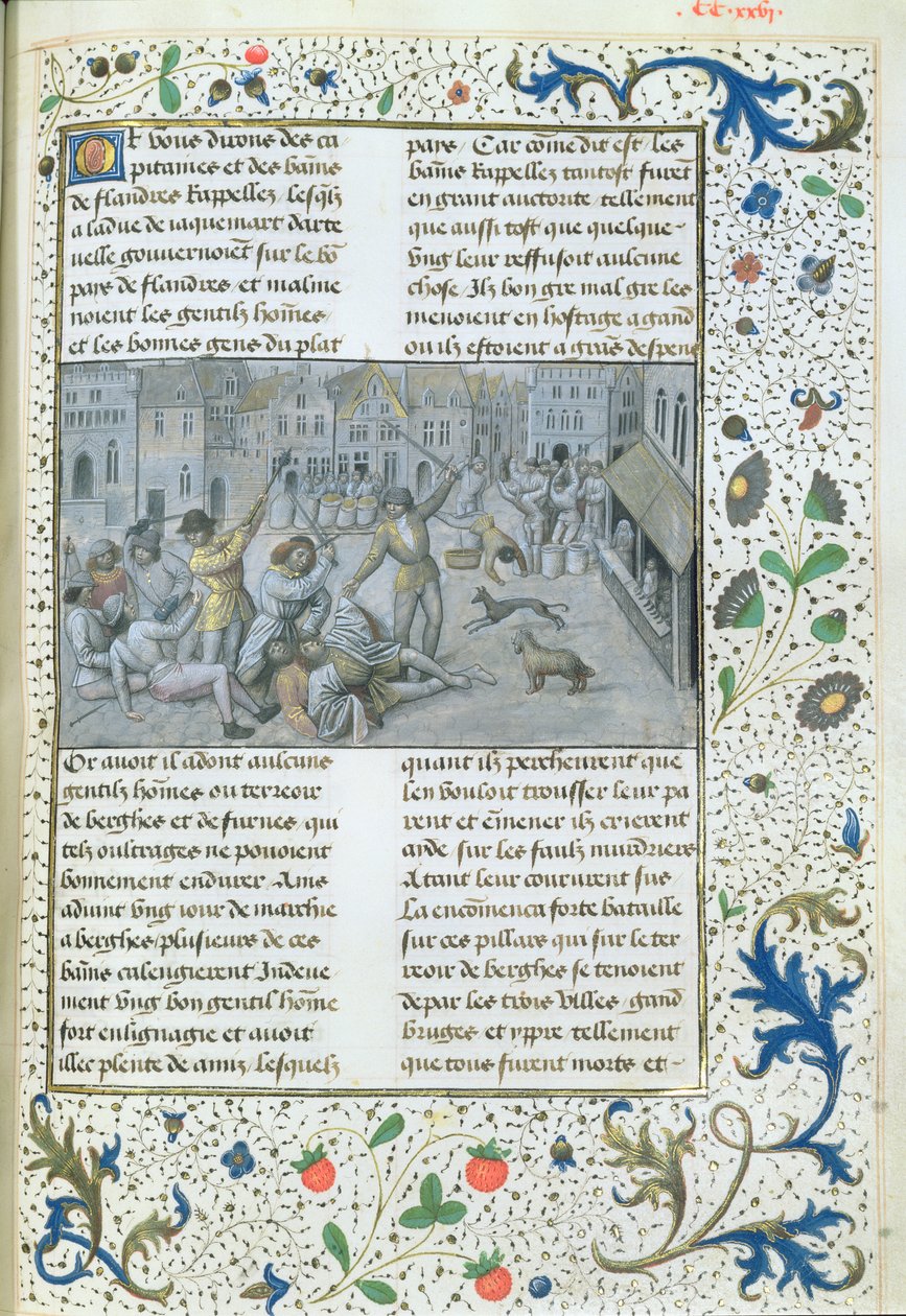 女士659 fol.226r Artevelde家族。在1477年的根特街头战斗 作者 勃艮第的玛丽大师