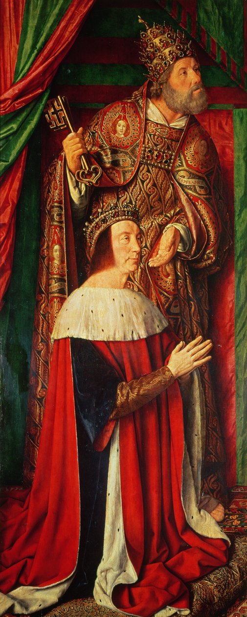 Bourbon的Peter II de Beaujeu与圣彼得，波旁祭坛的左翼 作者 红磨坊大师