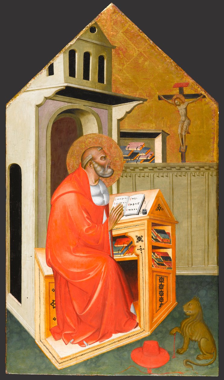 圣杰罗姆在他的研究中，c.1390-1400 作者 San Jacopo a Mucciana的大师
