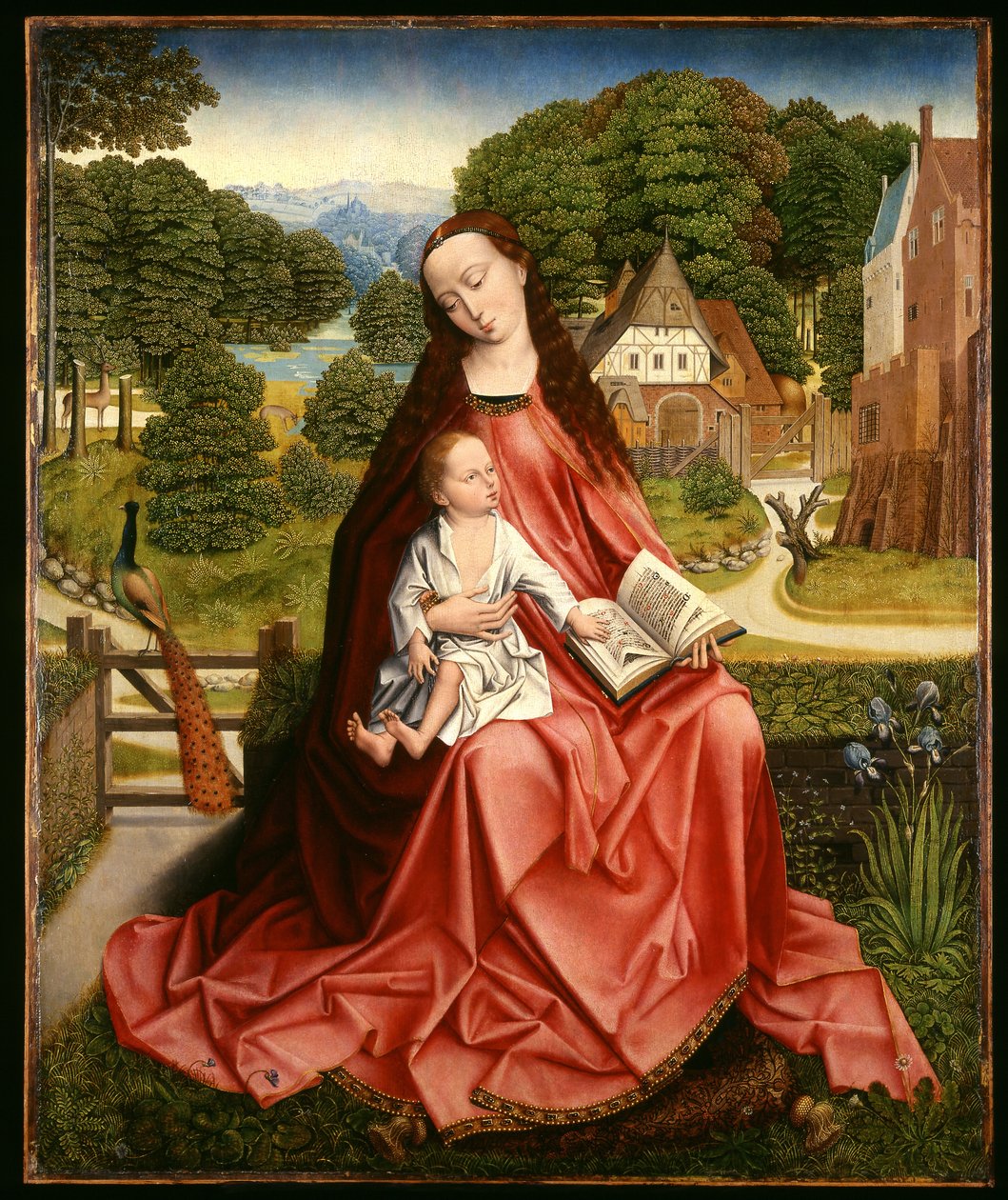 圣母子女在景观中，c.1492-98 作者 绣花大师