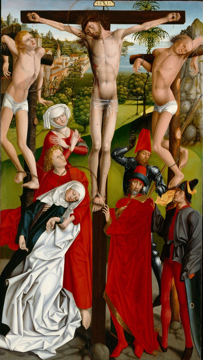 十字架，c.1470（木板上的油） 作者 弗赖辛访问大师