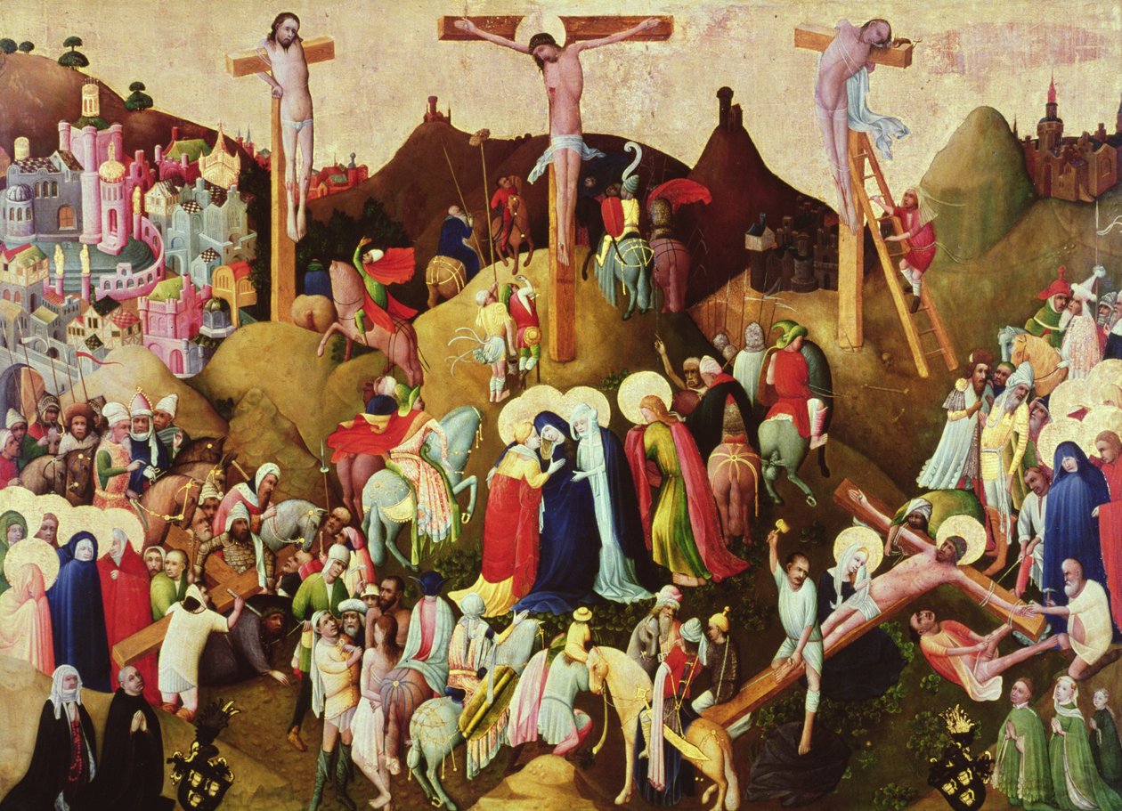 Calvary，由Wasservass家族捐赠给St Colombus教堂，c.1420-30（小组） 作者 Wasservass v髅地大师