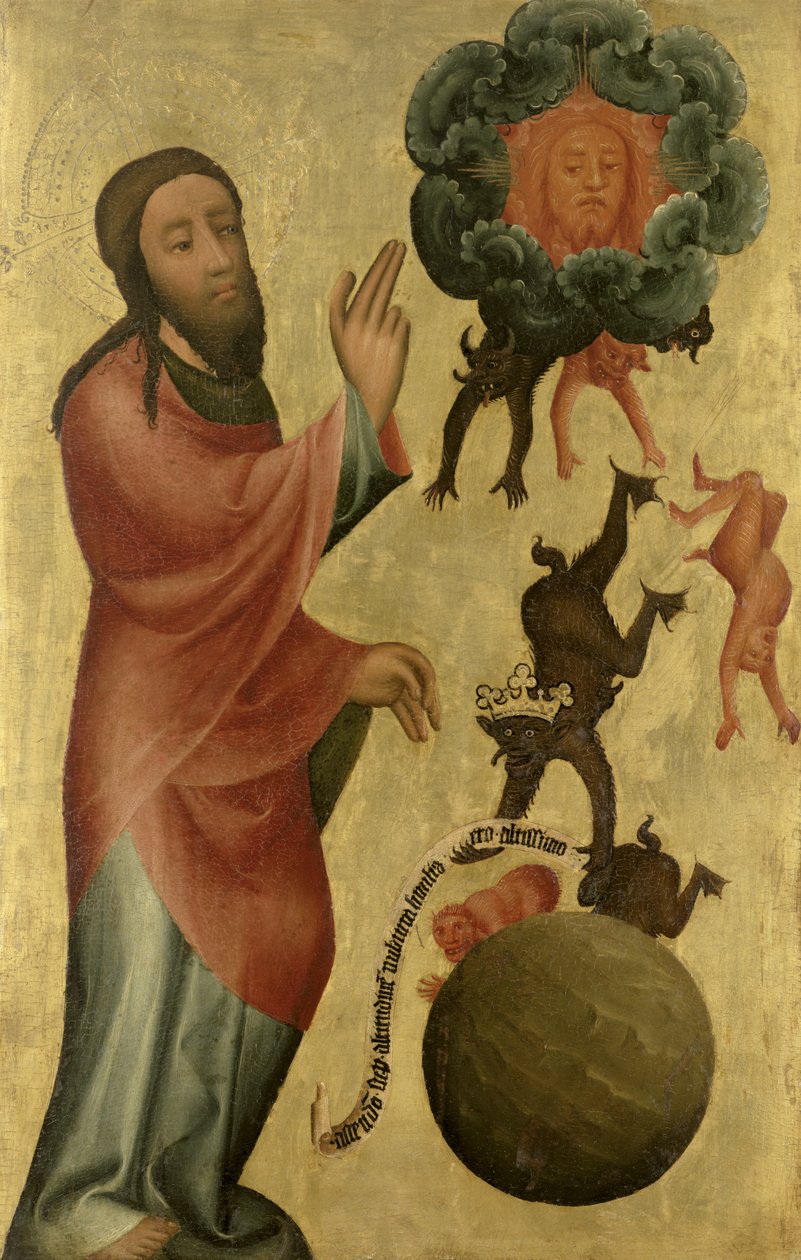 将光与黑暗中的光分开在汉堡的圣彼得高坛，Grabow Altarpiece，1383（面板上的蛋彩画） 作者 明登大师Bertram