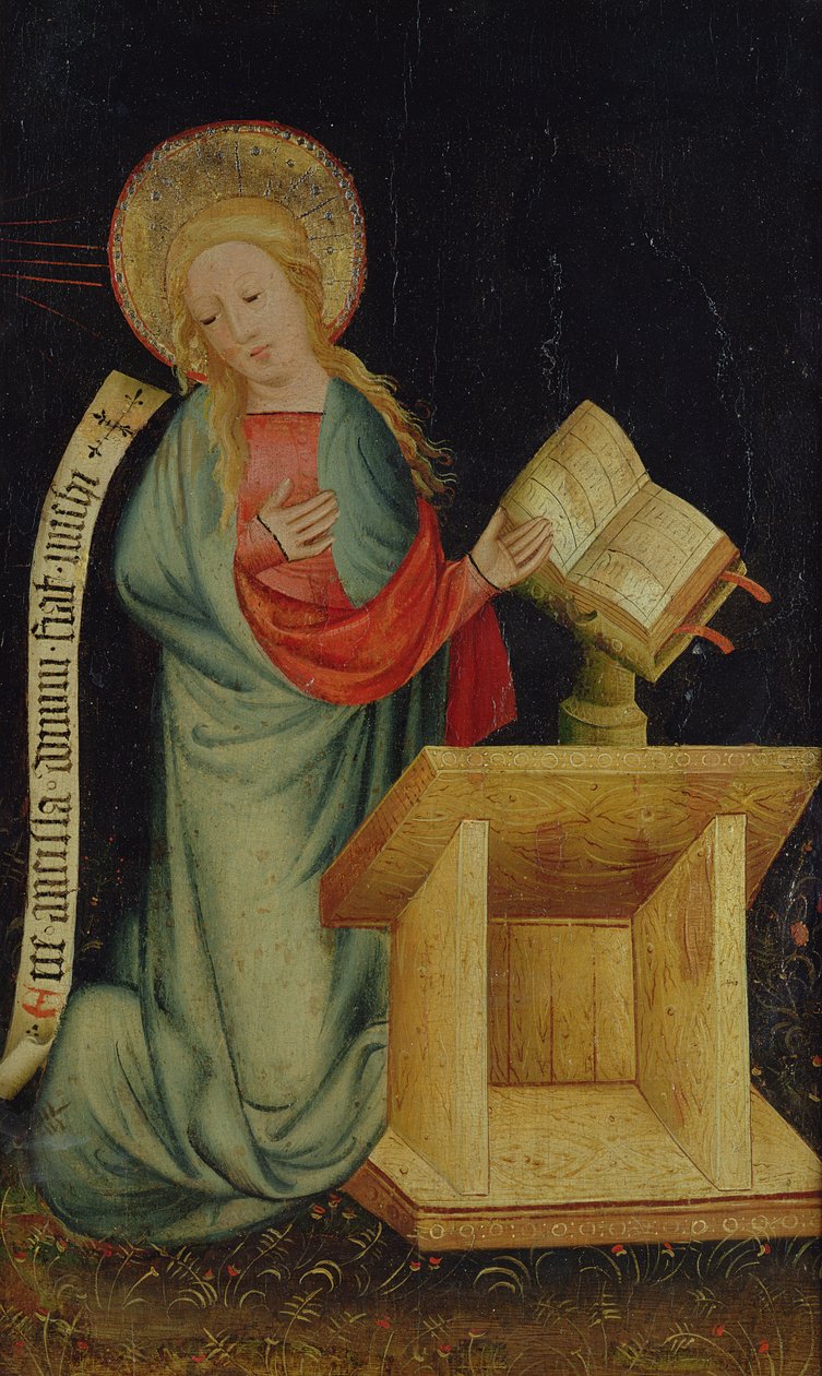 来自The Harvester Altar的天使报喜圣母，c.1410（橡树上的蛋彩画）（另见145253和145254） 作者 明登大师Bertram
