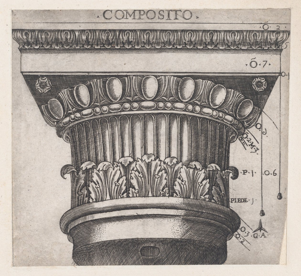 Speculum Romanae Magnificentiae: 爱奥尼亚式资本，约1537年。 作者 遗传算法硕士