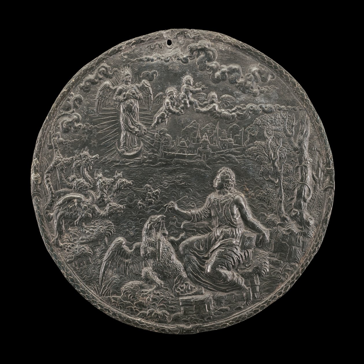 圣约翰在帕特莫斯创作启示录，1570年代 作者 大师 H.G