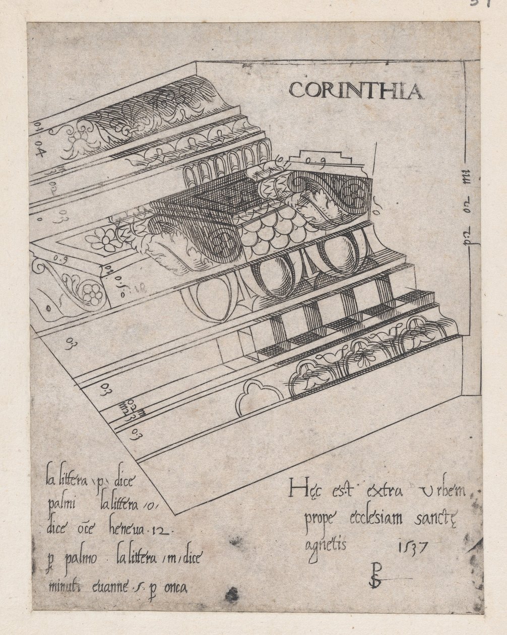 Speculum Romanae Magnificentiae：Corinthian entablature, 1537., 1537. 作者 PS大师