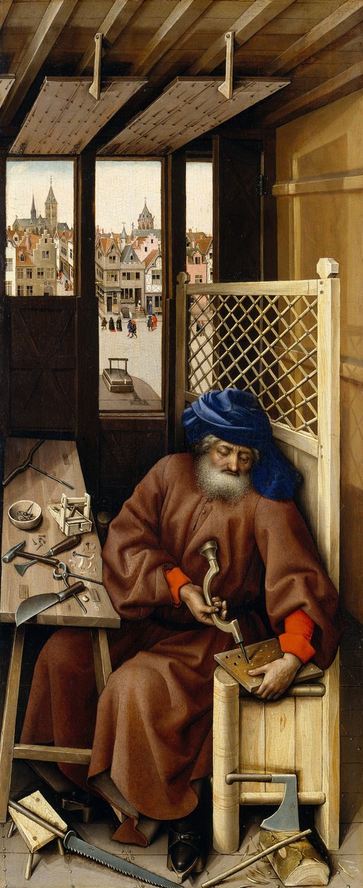 报喜三联画（Merode Altarpiece），c.1427-32（橡木油） 作者 弗莱玛勒大师