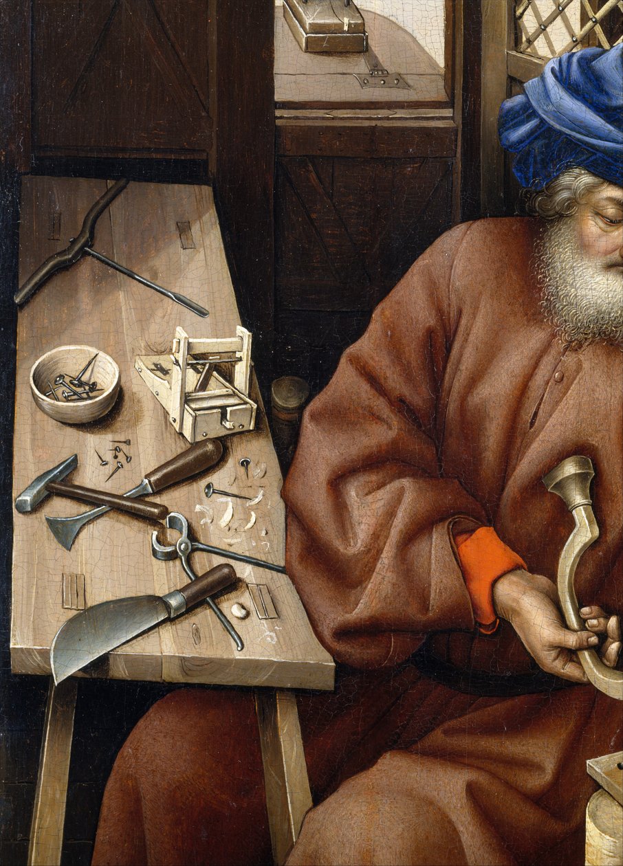 报喜三联画（Merode Altarpiece），c.1427-32（橡木油） 作者 弗莱玛勒大师