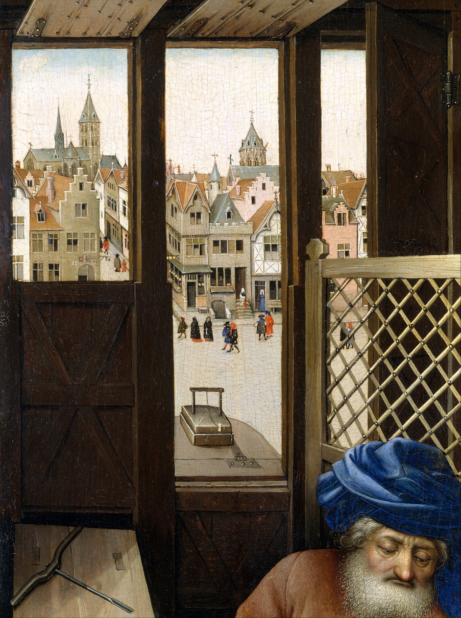 报喜三联画（Merode Altarpiece），c.1427-32（橡木油） 作者 弗莱玛勒大师